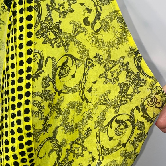 Versace Neon Yellow and Black Patterned Blouse - Picture 13 of 16